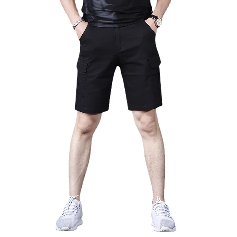 

Cargo Shorts Men Summer Black Cotton Casual Straight Short Pants