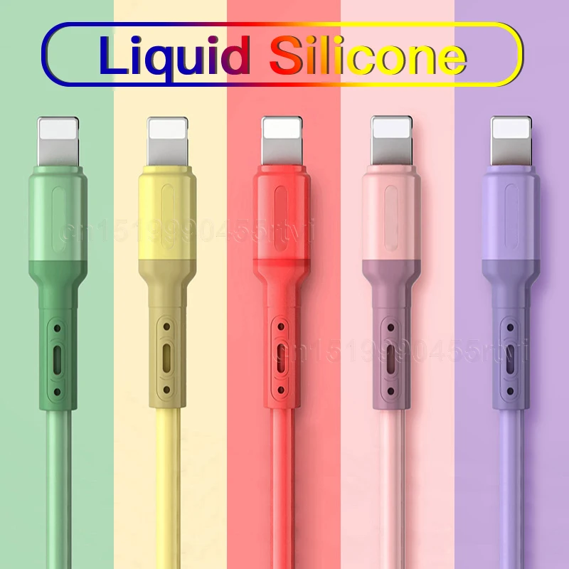 USB Cable For iPhone 12 11 Pro Max X XR XS 8 7 6 6s 5 5s Fast Data Charging Charger USB Wire Cord Liquid Silicone Cable 1/1.5/2M