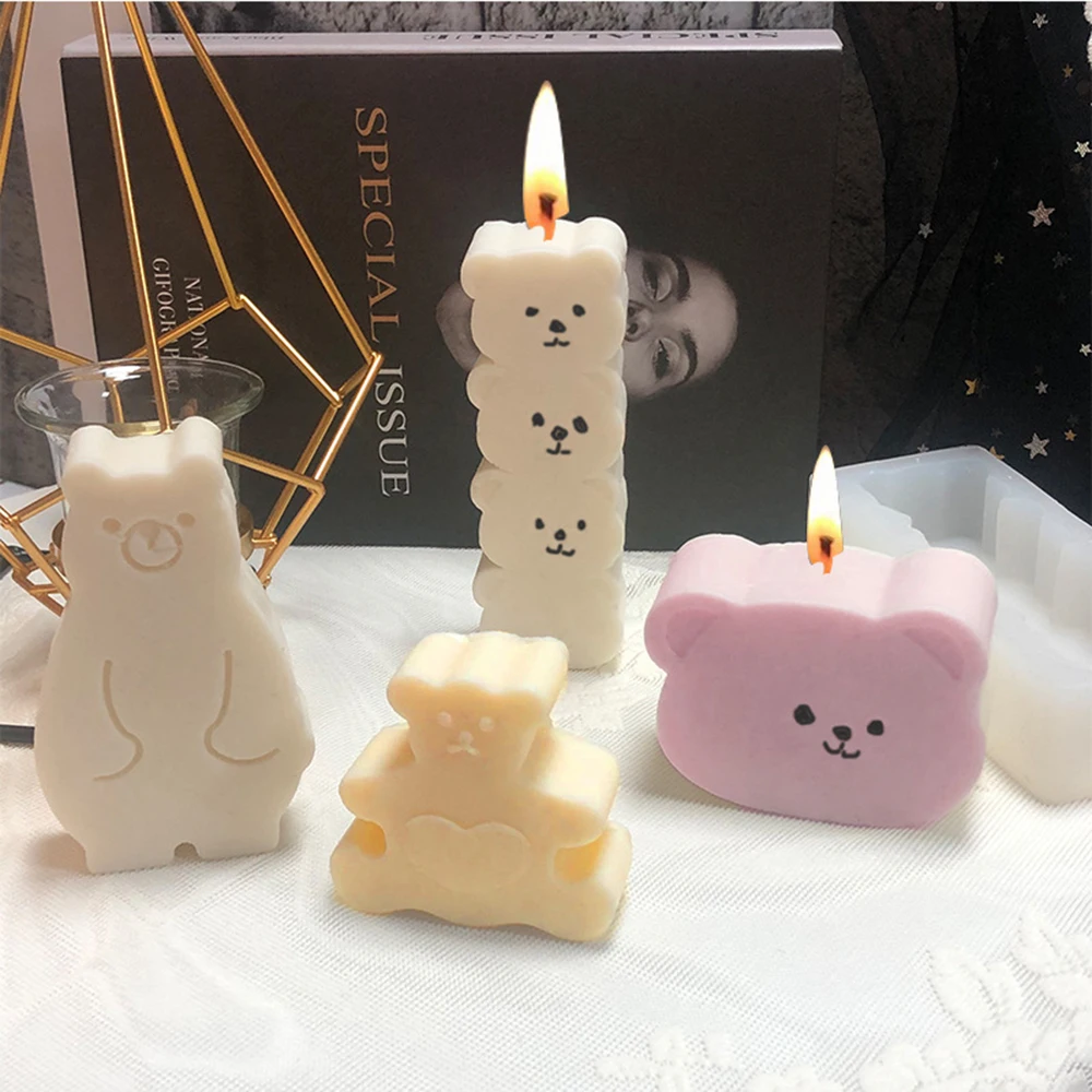 

Silicone Candle Mold 3D Three-dimensional Hug Bear Love Bear Standing Sitting Bear DIY Aromatherapy Candle Mold Candle Making