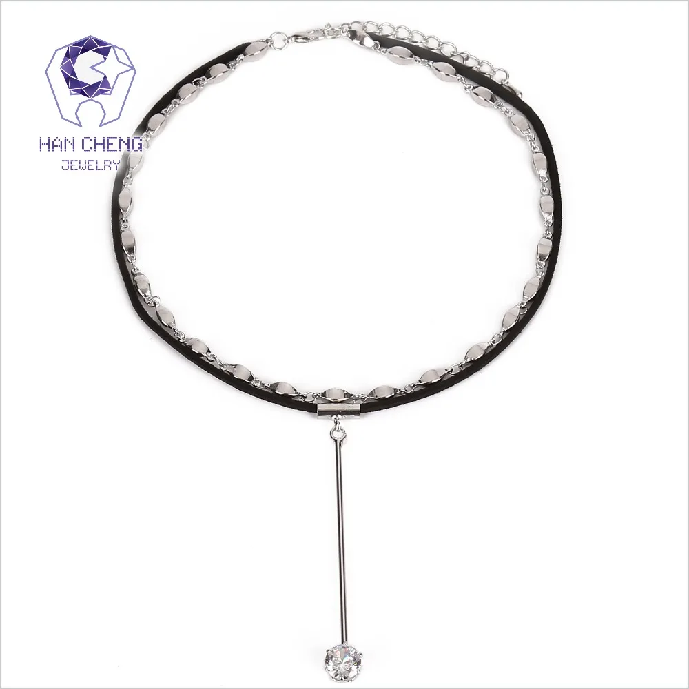 HanCheng новинка модный двухслойный бархатный пояс звено циркон подвеска колье
