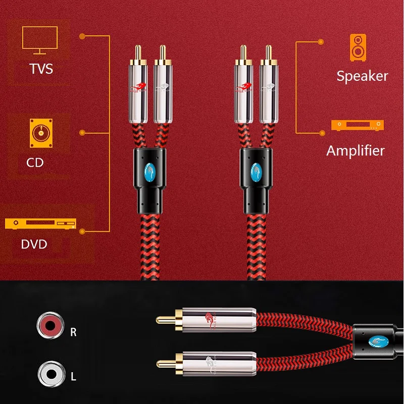 Hi-Fi аудиокабель 2 RCA на разъема усилитель для телефона DVD телевизора CD Soundbox стерео