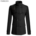 2021 Новое зимнее шерстяное пальто в британском стиле, мужское двубортное пальто с воротником-стойкой, приталенный Тренч, верхняя одежда, ветровка