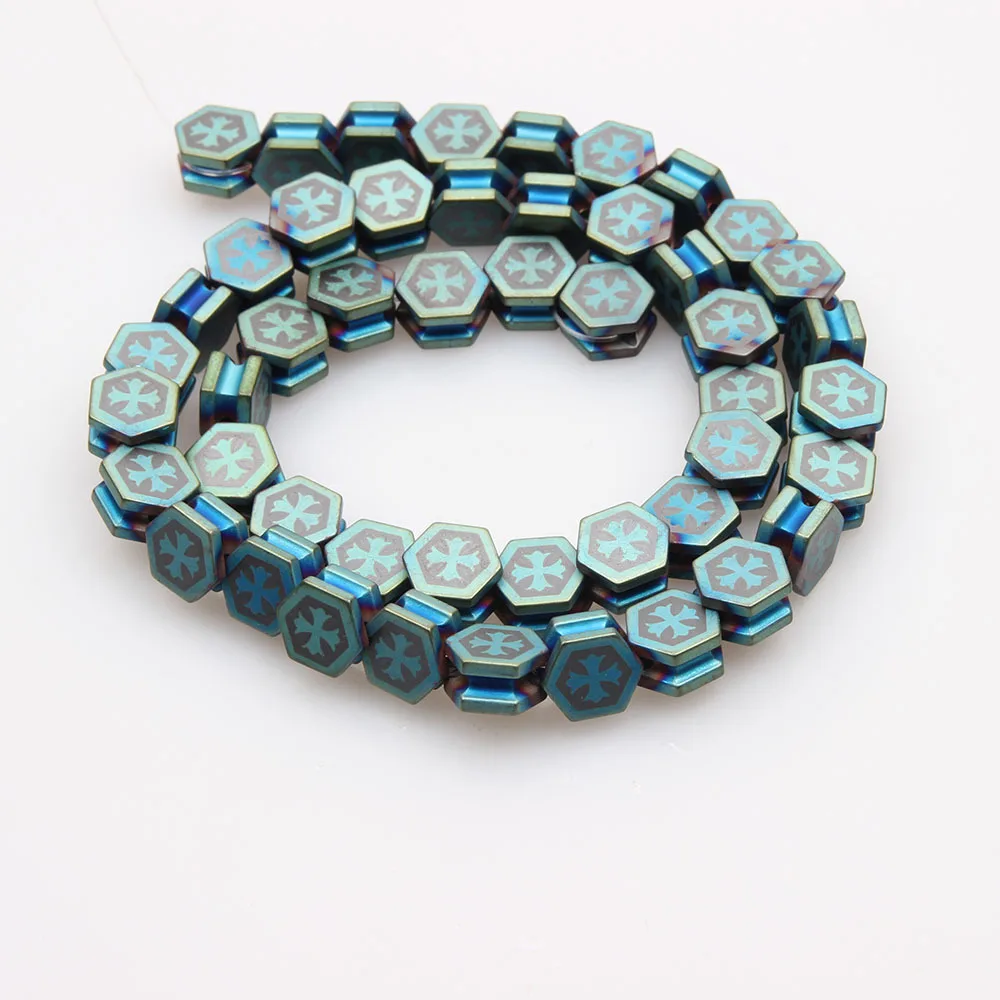 

Natural Stone 5*8mm Hematite Colorful Cross Hexagon Loose Beads Energy Fashion Jewelry Making DIY Bracelet Necklace Accessories