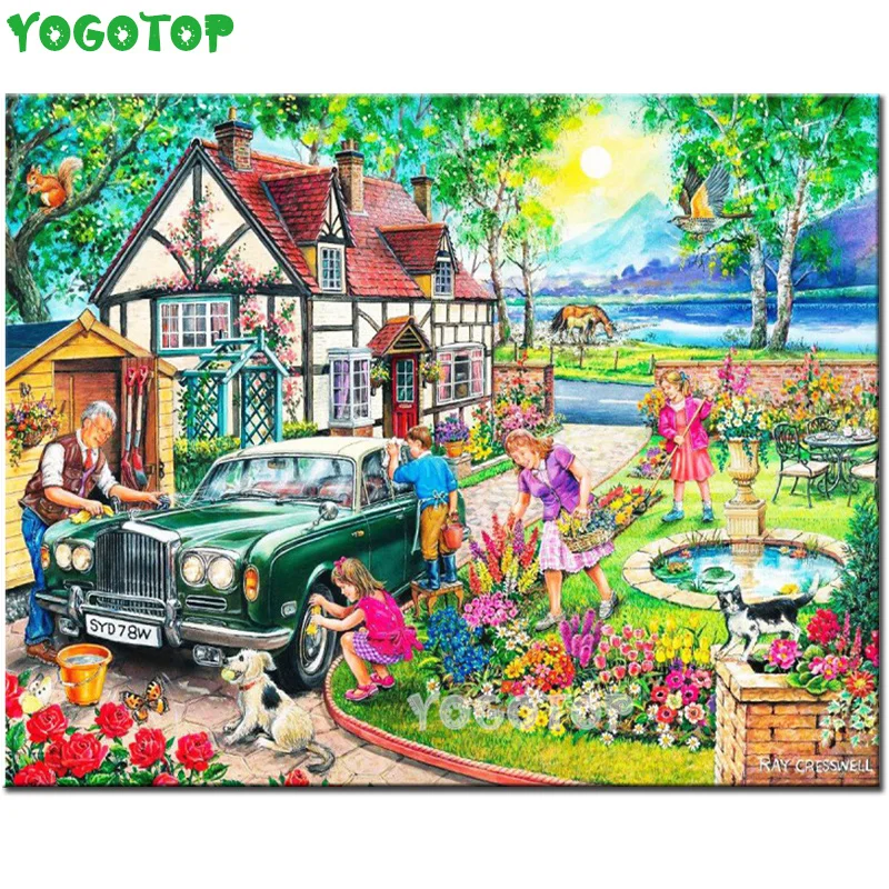 

Алмазная живопись Объединенный семейный пейзаж, алмазная вышивка, полный квадратный набор для творчества, Набор для творчества, алмазная в...