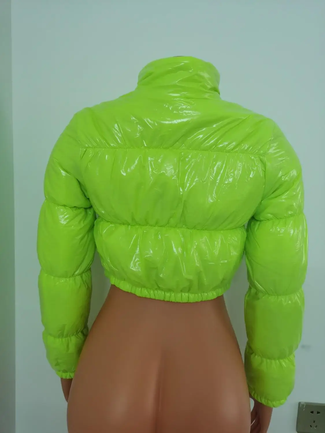 

Winter Patent Leather Bubble Coat Women Plus Size Red Zipper Waterproof Latex Puffer Jacket Women Plus Size S-2XL Parkas Fashion
