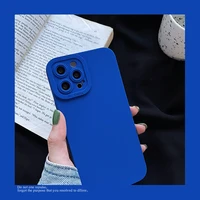 klein blue phone case for iphone 13 12 11 pro max mini xr x xs 7 8 plus se 2020 solid color soft silicone lens protective cover