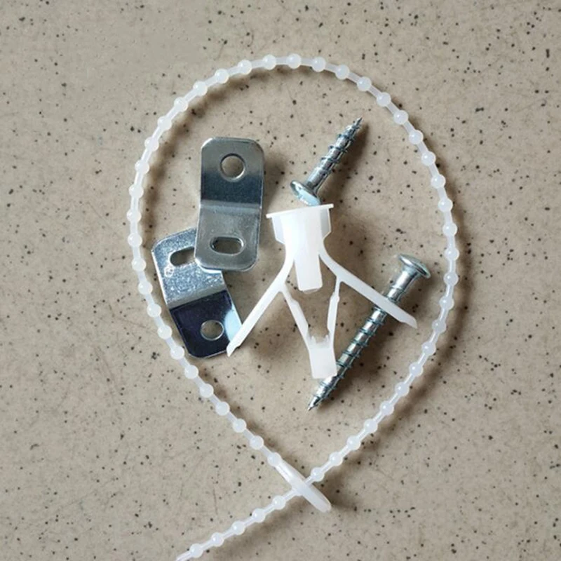 

Anti Tip Furniture Anchors Kit Cabinet Wall Anchor Protect Toddler And Pet from Falling Furniture Adjustable Child Safety Straps