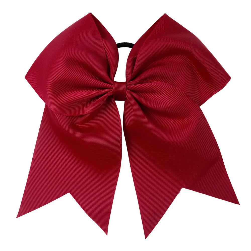 

CN 10pcs/lot 7" Solid Cheer Bows Colorful Elastic Hair Bands Grosgrain Ponytail Hair Bows For Kids Girls Hair Accessories