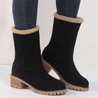 Женская обувь, зимние ботинки, женская зимняя обувь, модные теплые ботинки из флока, короткие ботинки, Уличная обувь без шнуровки