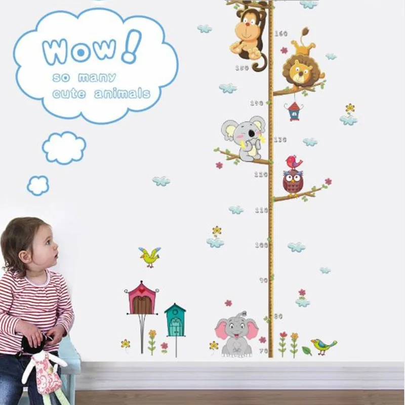 Настенная Наклейка s для детской комнаты с рисунком жирафа, диаграмма роста, линейка, настенная наклейка, плакат, домашний декор, мультяшная Наклейка на стену s muraux