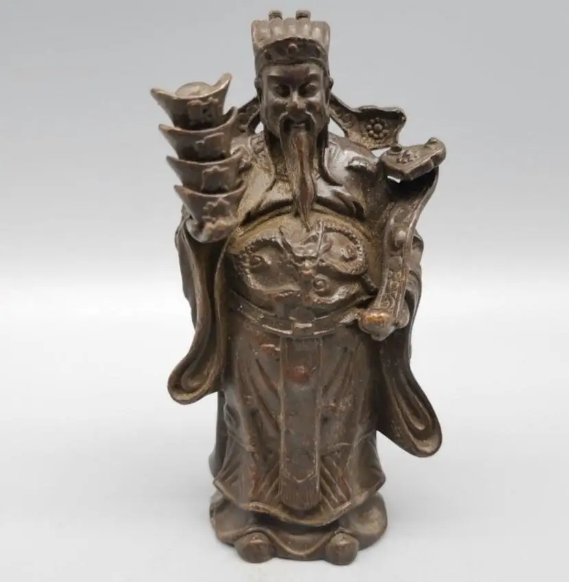 China copper god of wealth small crafts statue