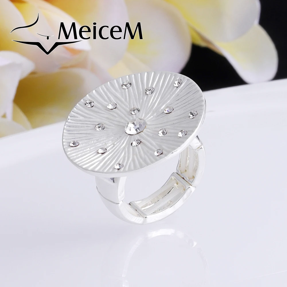 

MeiceM 2021 new design White Enamel Ground Rings for Women Trendy Metal Alloy Geometric Zircon Jewelry Female Ring Birthday Gift