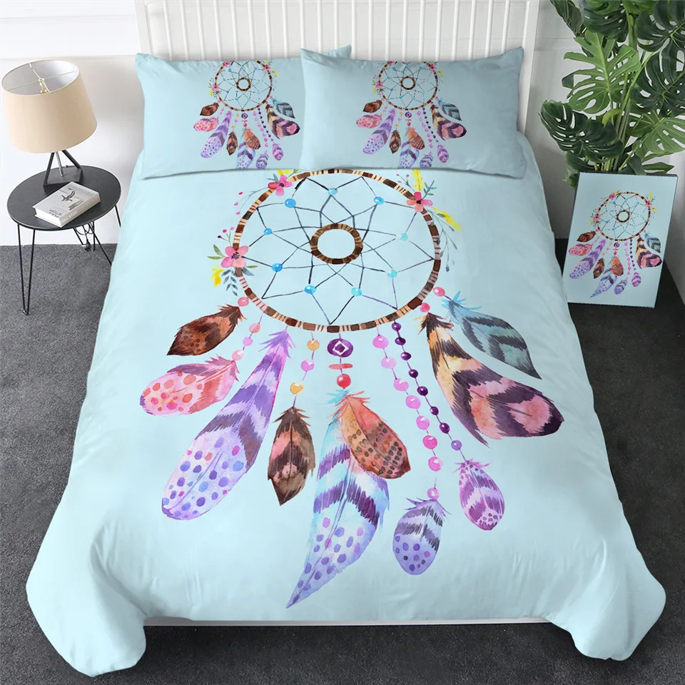 Постельное белье Outlet Moon Dreamcatcher, комплект постельного белья, Королевский размер, перья, пододеяльник, белый комплект постельного белья, красивое постельное белье, 3 шт - Цвет: 6
