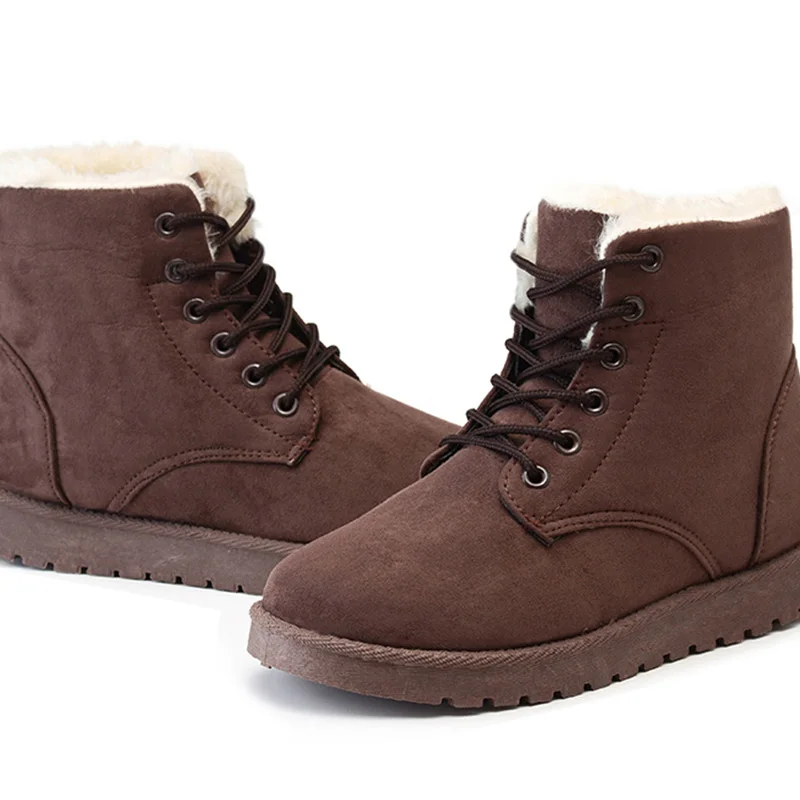 

Women's winter snow boots with thick soles warm plush Martin boots lace-up fashion shoes