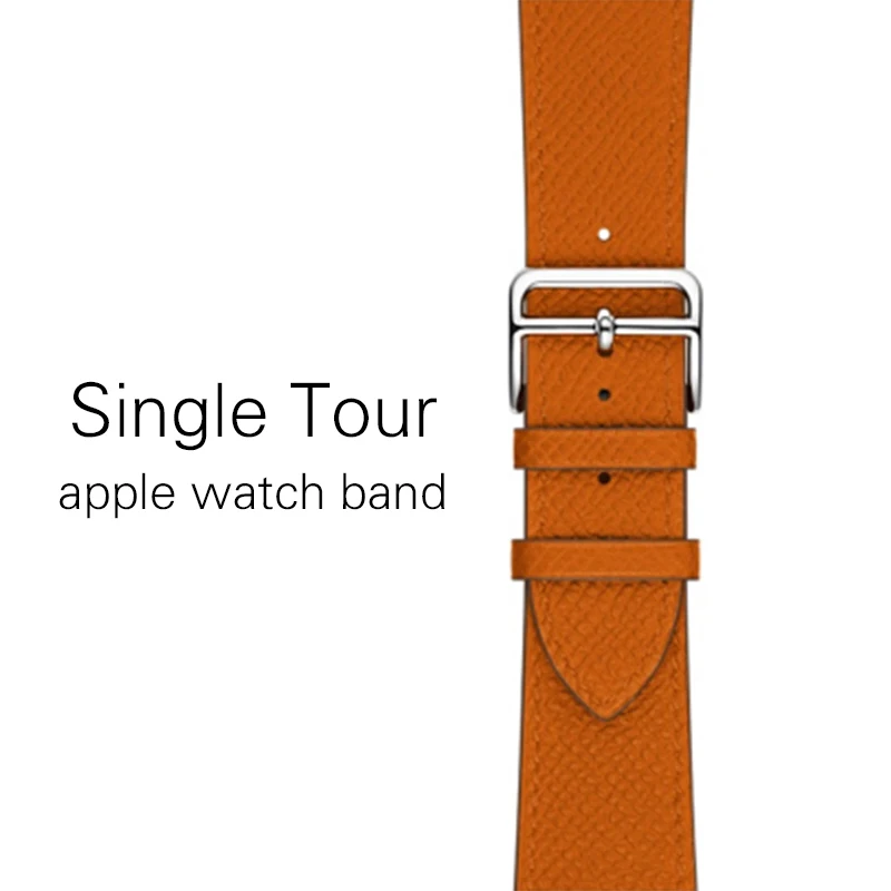 Kebitt, натуральная кожа, для мужчин и женщин, ремешок для apple watch, серия 5, 4, 3, 2, 1, iwatch, ремешок, 38, 40 мм, 42, 44 мм, ремень, одиночный тур, полосы - Цвет ремешка: Orange