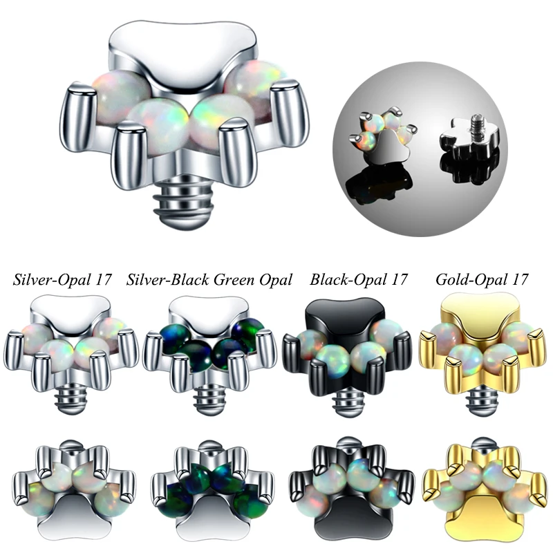 

1Pc Stainless Steel Microdermal Piercing Cat Claw Opal Dermal Top Skin Diver Hide in Surface Dermal Piercing Sexy Body Jewelry