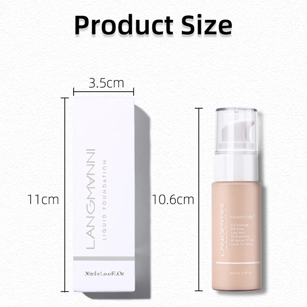 

Liquid Foundation Matte Oil Control Concealer Long Lasting Effect Moisturizing Full Face Coverage Lightweight Base Makeup