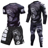 mens compression sportswear gym training clothes mma rashguard workout sport suits quick dry running shirt tights set tracksuit