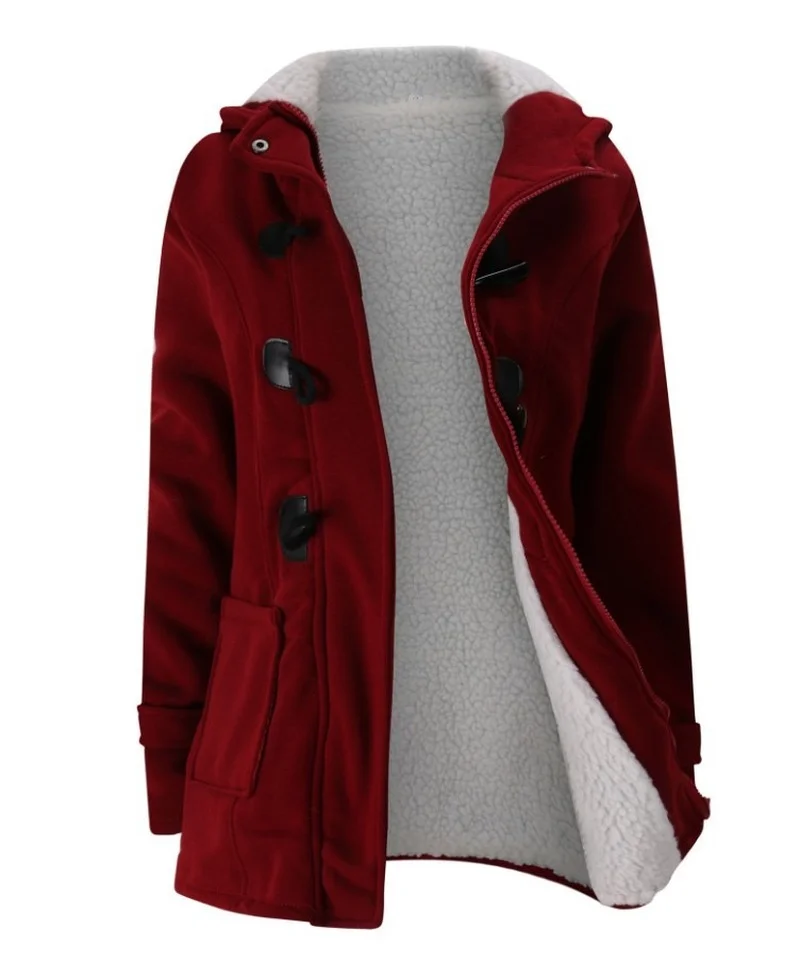 

Donsignet Plus Size Winter Clothes Women 2021 Autumn Winter New Hooded Horn Leather Pair Buckle Plush Lamb Wool Woman Parkas