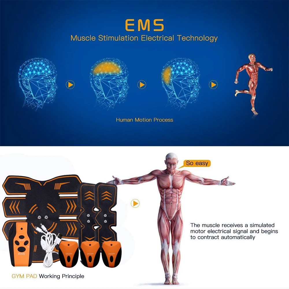 Беспроводной умный электрический стимулятор мышц массажный аппарат ABS EMS