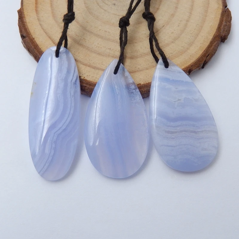 Натуральный камень драгоценный 3 шт синий кружево Агат овальная водяная капля