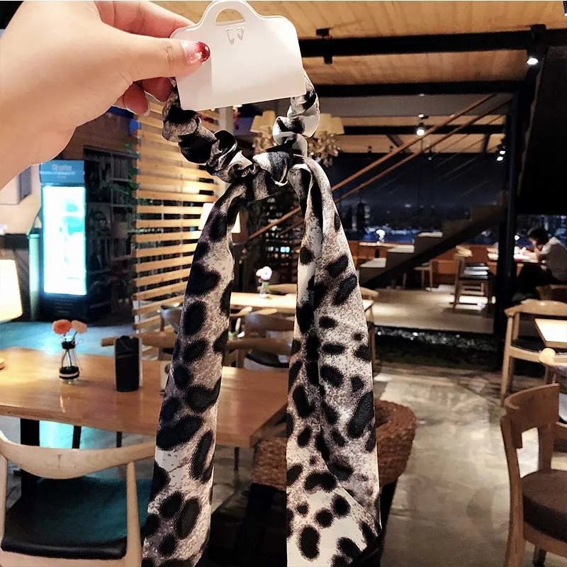 New Women Vintage Leopard Print Ribbon Elastic Hair Bands National Style Headband Scrunchie Rubber Band Fashion Hair Accessories