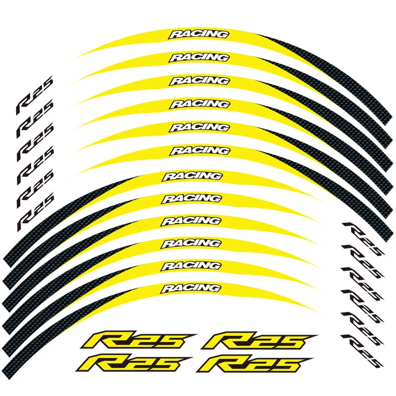 New high quality 12 Pcs Fit Motorcycle Wheel Sticker stripe Reflective Rim For Yamaha YZF R25 | Автомобили и мотоциклы