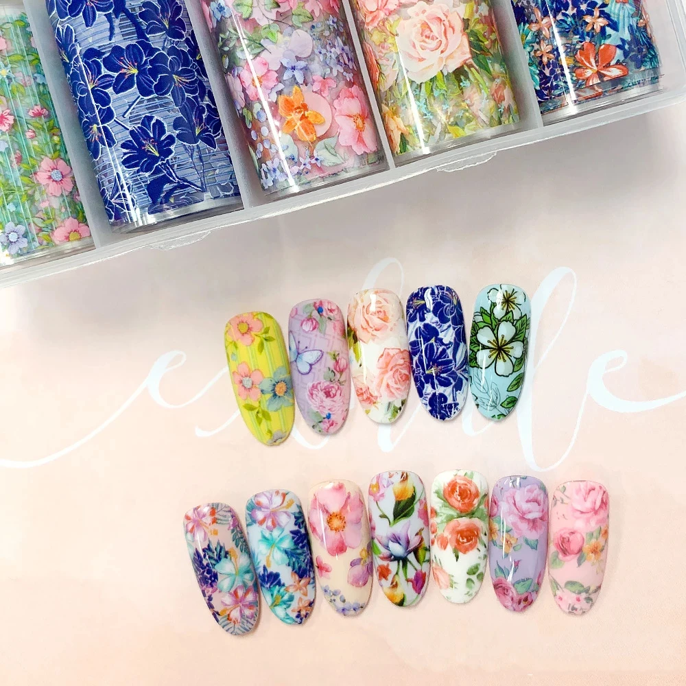 10 рулонов Фольга для ногтей переводная наклейка дизайна s наконечники фольга