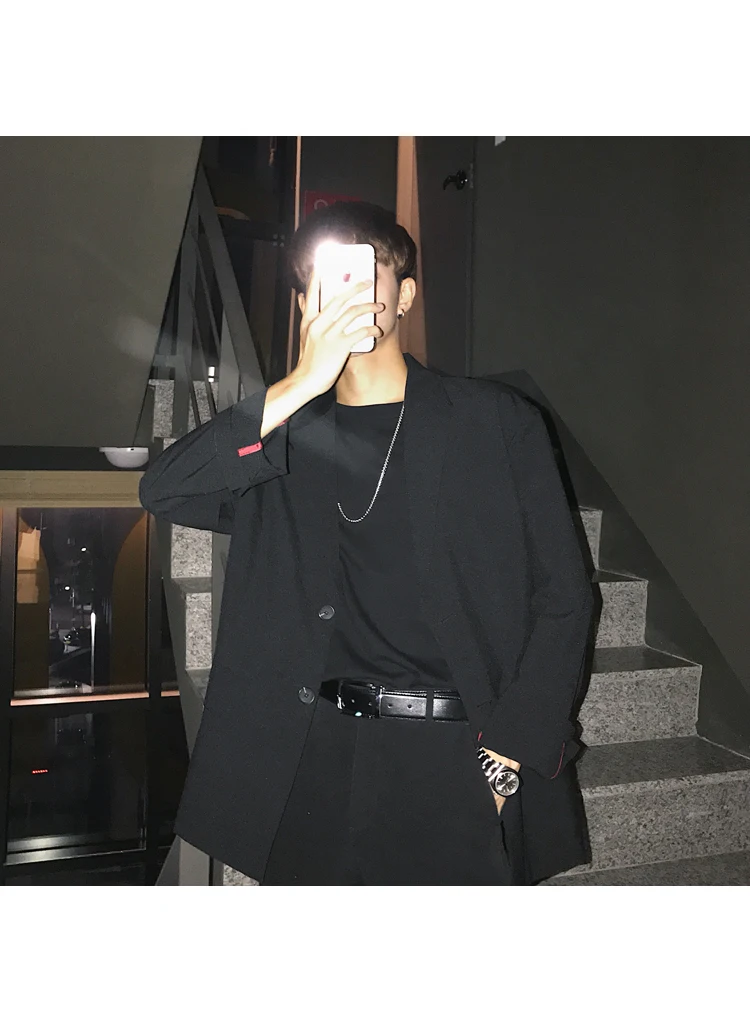 European Autumn Men Blazer Black Oversized Blazer Masculino Casual Men Blazer hombre