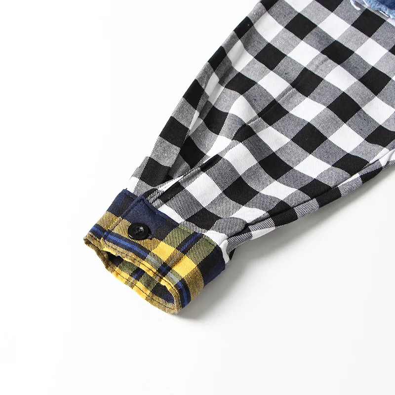 

Ins Fashion Hit Color Denim Coats 2021 Summer New Plaid Patchwork Design Jackets Women Bf Style Loose Casual Female Clothes