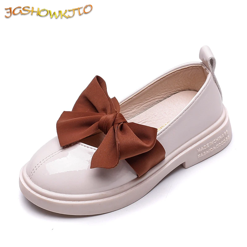 

JGSHOWKITO 2022 Spring Autumn Girls Shoes Kids Casual Shoes Children Flats With Bow-knot Princess Sweet Soft Leather Shoes 26-36