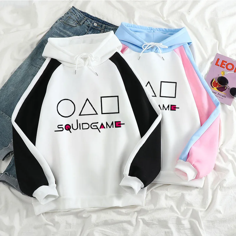 

Squid Game Kpop Men/Women Hoodie Long Sleeve Casual Trend Loose Contrasting Color Sweatshirt Harajuku Oversize Harajuku Tee Top
