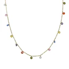 Цепочка 32 + 10 см, модное золотое ожерелье для женщин, очаровательные цепочки с цветным камнем, чокеры ручной работы, украшения для вечеринки, оптовая продажа