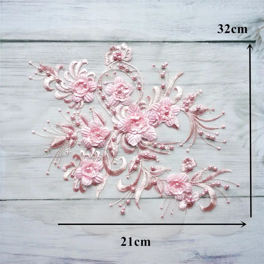 Светильник украшенный розовыми бусинами 3D цветок кружевная ткань вышитое платье