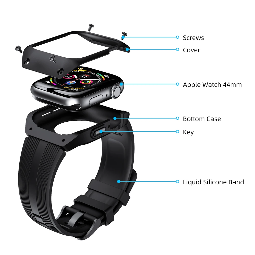 Силиконовый ТПУ чехол для часов Apple Watch Series 4 44 мм полноразмерная Защита экрана IWatch