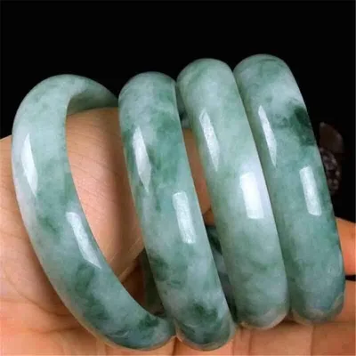 

Zheru Jewelry Natural Burmese Jade 54-64mm Light Blue Flower Bracelet Elegant Princess Jewelry Gift for Mom and Girlfriend