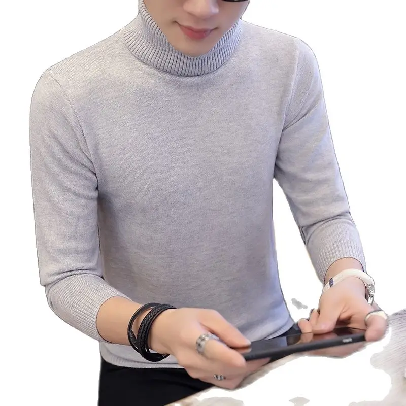 

2021 Warm Brand Autumn Men's Fashion Casual Men's Sweater Men Pullover High-Necked Solid Sweater M-3XL