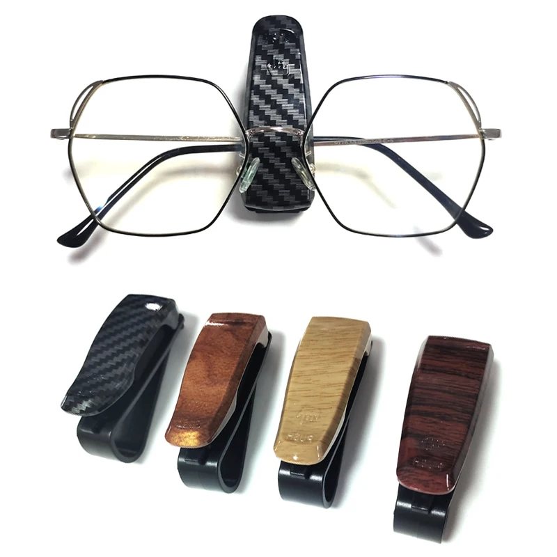 

1Pc Wood Grain Glasses Case Atuo Car Accessories ABS Sunglasses Glasses Holder Auto Fastener Ticket Clip Sunglass Case