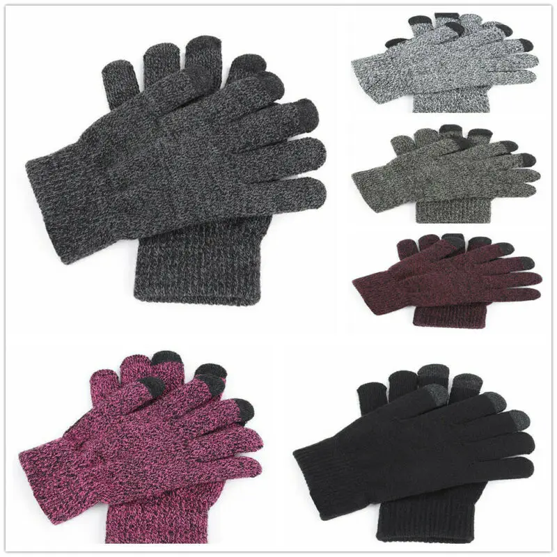 Зимние Модные Повседневные плотные теплые вязаные шерстяные перчатки для мужчин