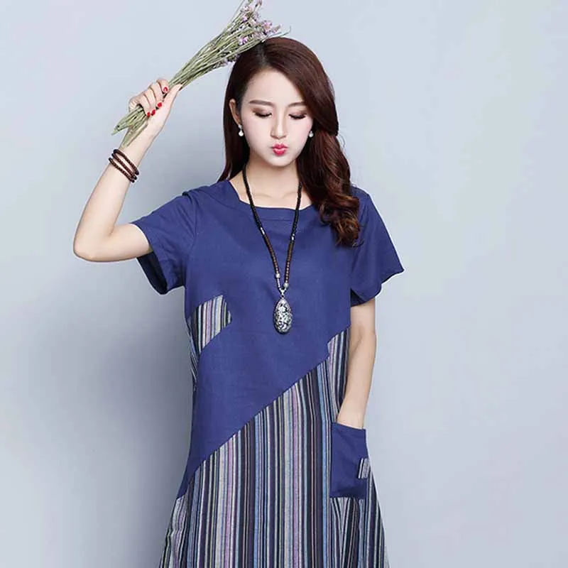 Платье женское трапециевидное в полоску короткое свободное повседневное