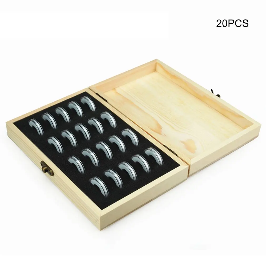 

20/30/50/100 PCS Coin Collection Case With Adjustment Pad Coins Storage Box Adjustable Antioxidative Wooden Commemorative