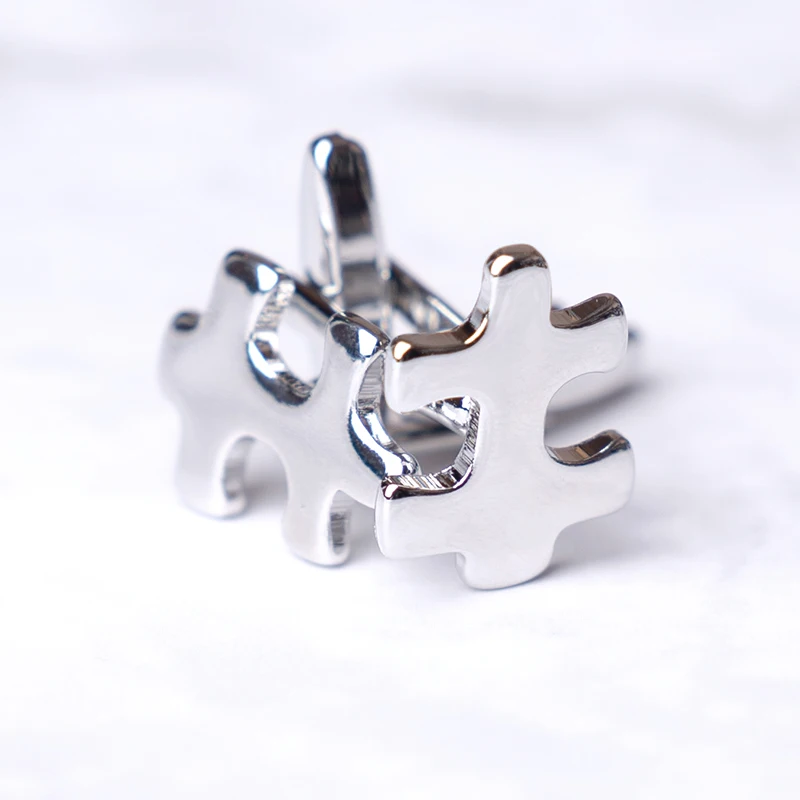 Новинка запонки пазлы посеребренные французские манжеты ювелирные изделия для