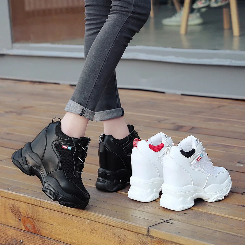

2020 HOT Trendy Shoes High Top Sneakers Women Platform Ankle Boots Basket Femme Chaussures Femmes Height Increase Shoes White