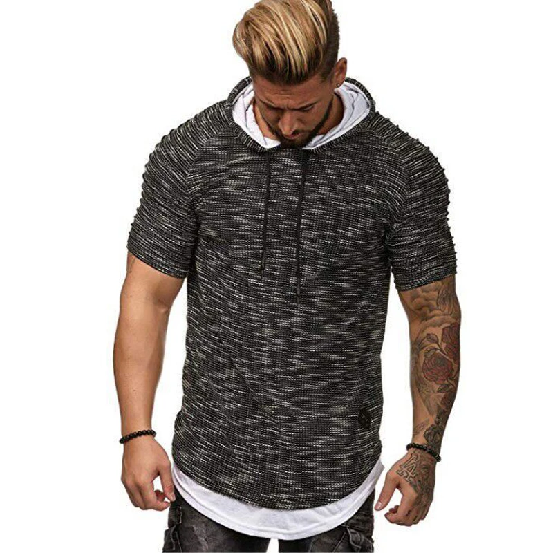 E-BAIHUI New Men Hooded T Shirt Summer Fashion Short-Sleeve streetwear T-Shirts Male Tops strange hip hop Camisa Masculina G031 | Мужская