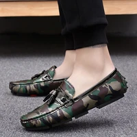 casual soft leather shoes slip on mens fashion striped moccasin peas shoes flat bottom lazy one pedal loafers men big size 48