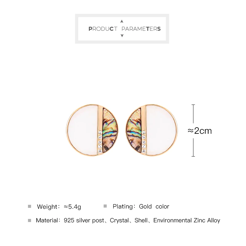 

2021 New Splice Shell Earring Crystal Shell Round OL Stud Earrings For Women Creative Design Fashion Jewelry