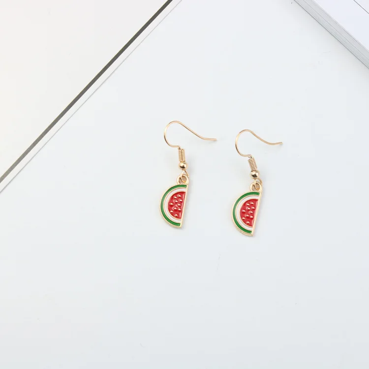 Эмалевые Подвески в виде цветов фруктов арбуза клубники корейские серьги