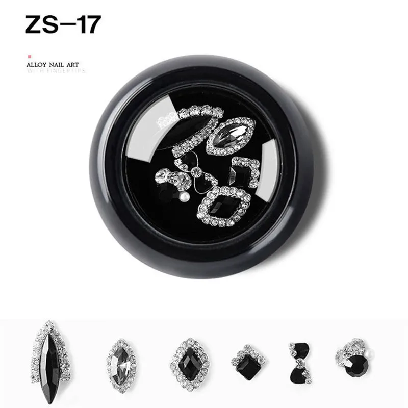 ZS-17 Новинка, 1 коробка, в форме капли воды/банта, цветные стразы для дизайна ногтей, сплав, стеклянные камни, сделай сам, для маникюра, драгоценные камни, аксессуары для ногтей - Цвет: ZS-17