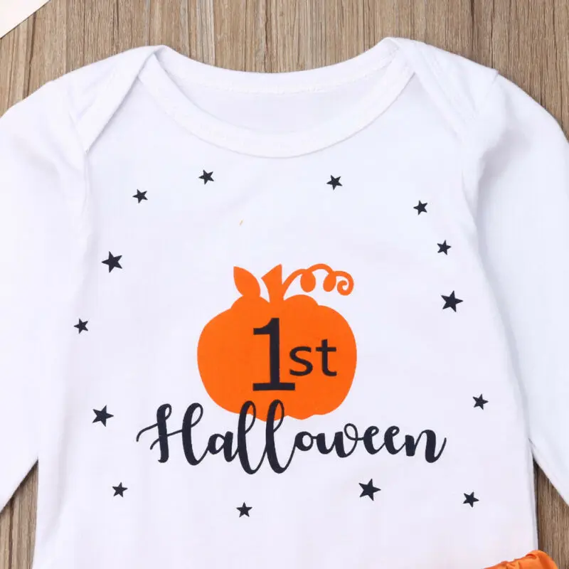 Комбинезон для маленьких девочек на Хэллоуин с принтом топы Однотонная