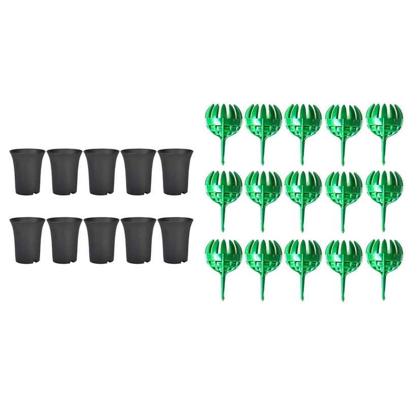 

10PcsBlack Round Flower Pots High Waist Deep Pots Are Perfect with 100 Pieces of Fertilizer Nursery Bonsai Planting Tool